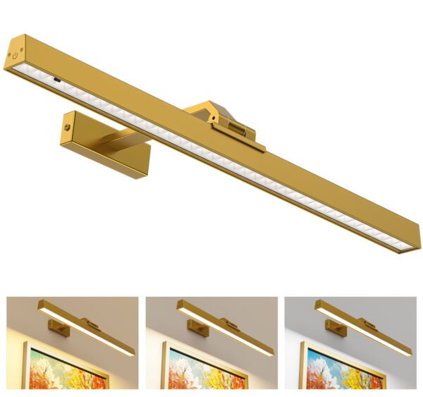 Picture Lights for Wall, Battery Operated Picture Light 24in Gallery Light for Paintings CCT Dimmable Recharging Battery Wall Light with Remote Control for Living Room Gallery Dartboard