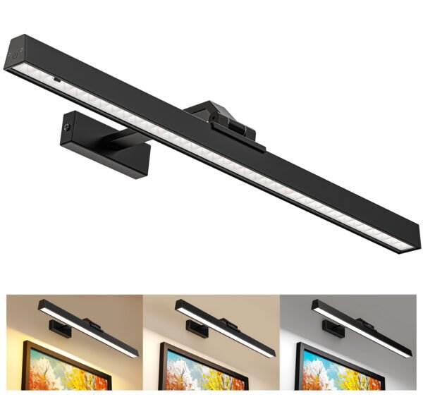Picture Lights for Wall, Battery Operated Picture Light 24in Gallery Light for Paintings CCT Dimmable Recharging Battery Wall Light with Remote Control for Living Room Gallery Dartboard