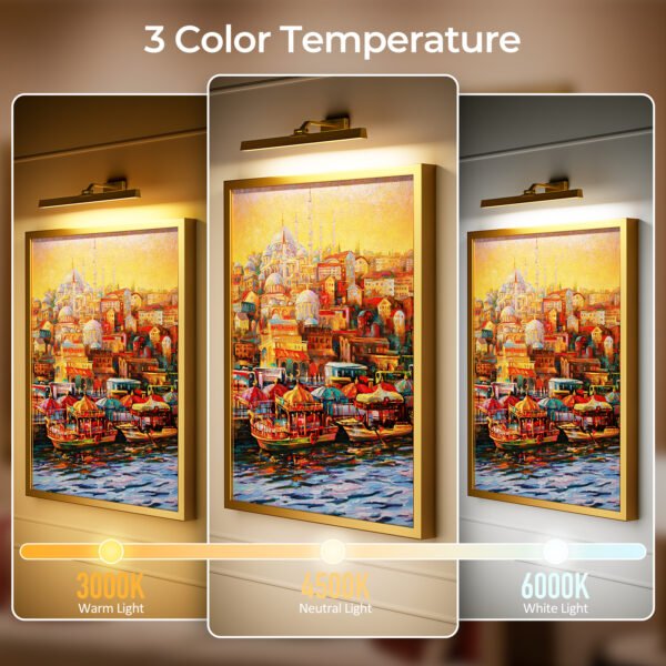 Picture Lights for Wall, Battery Operated Picture Light 16in Gallery Light for Paintings CCT Dimmable Recharging Battery Wall Light with Remote Control for Living Room Gallery Dartboard Art - Image 5