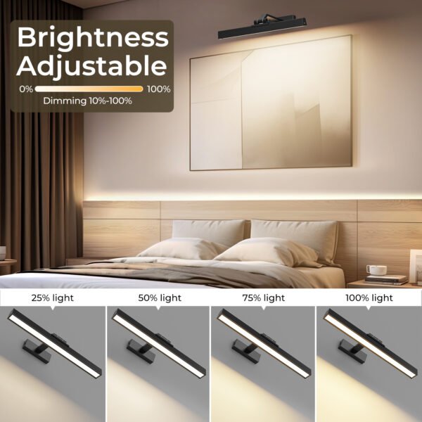Picture Lights for Wall, Battery Operated Picture Light 16in Gallery Light for Paintings CCT Dimmable Recharging Battery Wall Light with Remote Control for Living Room Dartboard Art Bathroom 2PCS - Image 5