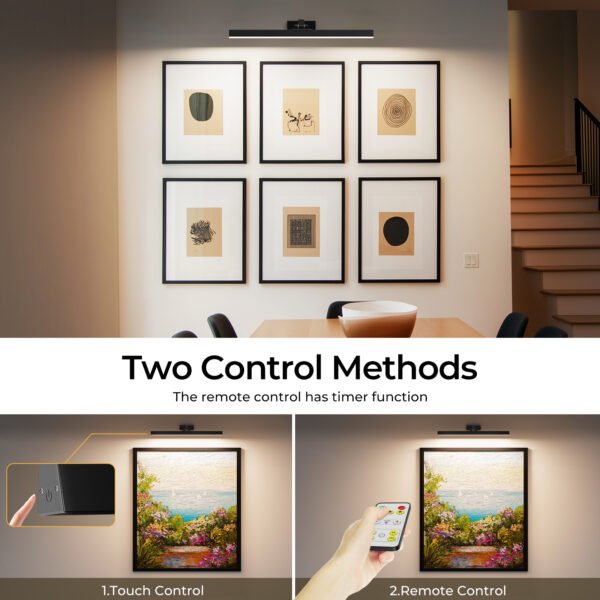 Picture Lights for Wall, Battery Operated Picture Light 24in Gallery Light for Paintings CCT Dimmable Recharging Battery Wall Light with Remote Control for Living Room Gallery Dartboard - Image 6