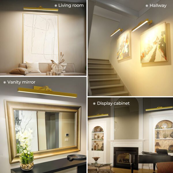 Picture Lights for Wall, Battery Operated Picture Light 16in Gallery Light for Paintings CCT Dimmable Recharging Battery Wall Light with Remote Control for Living Room Gallery Dartboard Art - Image 9