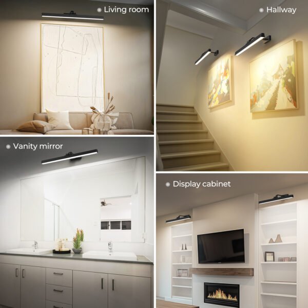Picture Lights for Wall, Battery Operated Picture Light 24in Gallery Light for Paintings CCT Dimmable Recharging Battery Wall Light with Remote Control for Living Room Gallery Dartboard - Image 9