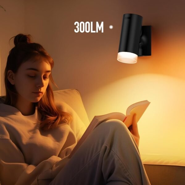 Battery Operated Wall Sconces 3CCT Dimmable Wireless Sconces Set of 2, Rechargeable Wall Lights with Magnet Ball, Wall Decor Set of 2 for Reading Bedroom Bedside Picture - Image 2