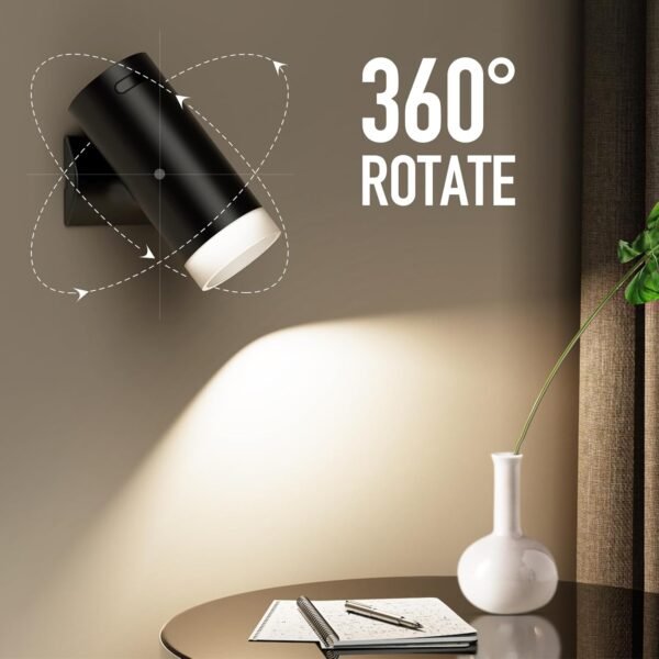 Battery Operated Wall Sconces 3CCT Dimmable Wireless Sconces Set of 2, Rechargeable Wall Lights with Magnet Ball, Wall Decor Set of 2 for Reading Bedroom Bedside Picture - Image 6