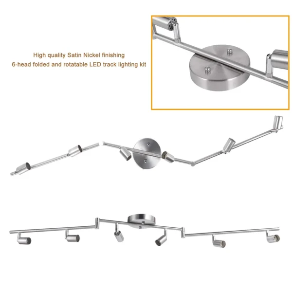 Afyuol 6-Light Adjustable Dimmable Track Lighting Kit, Flexible Foldable Arms, Matt White - Perfect for Kitchen, Hallway Bedroom Lighting Fixture (Bulbs Not Included) - Image 5
