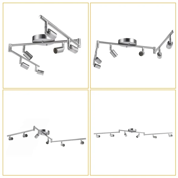 Afyuol 6-Light Adjustable Dimmable Track Lighting Kit, Flexible Foldable Arms, Matt White - Perfect for Kitchen, Hallway Bedroom Lighting Fixture (Bulbs Not Included) - Image 7