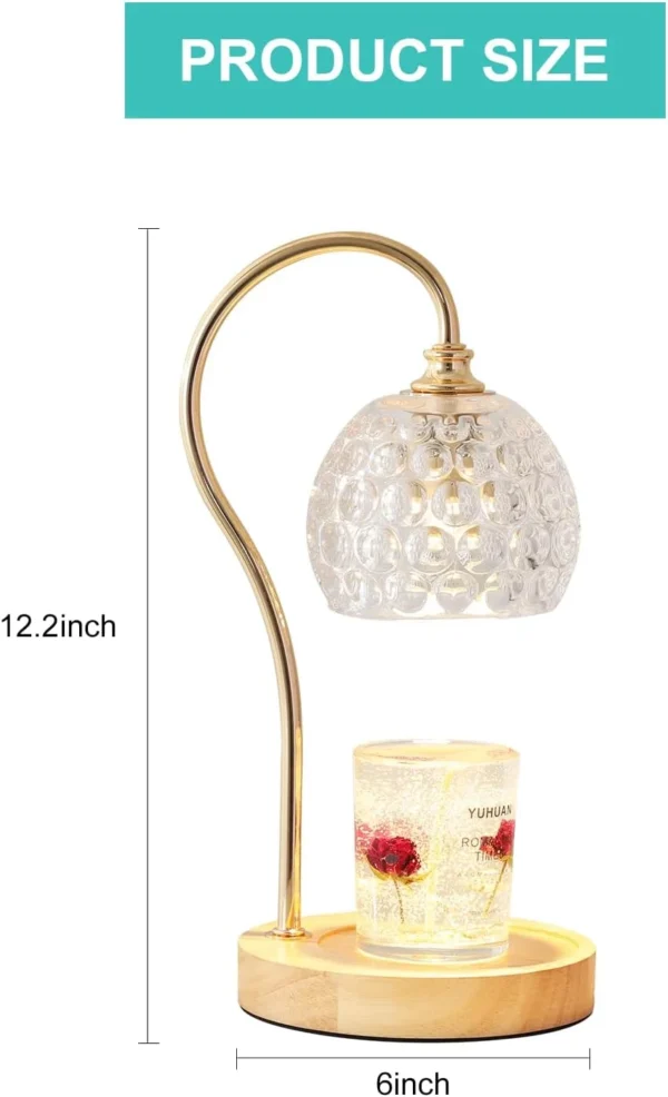 Dimmable Candle Warmer Lamp with Timer, Amber Glass Shade, 2 Bulbs Included - Image 7