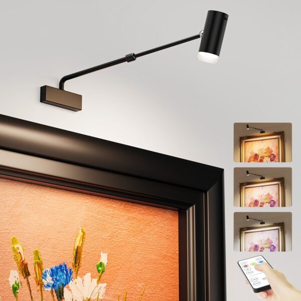Battery Operated Adjustable Picture Light with Remote Control - CCT Dimmable Wireless Art Light