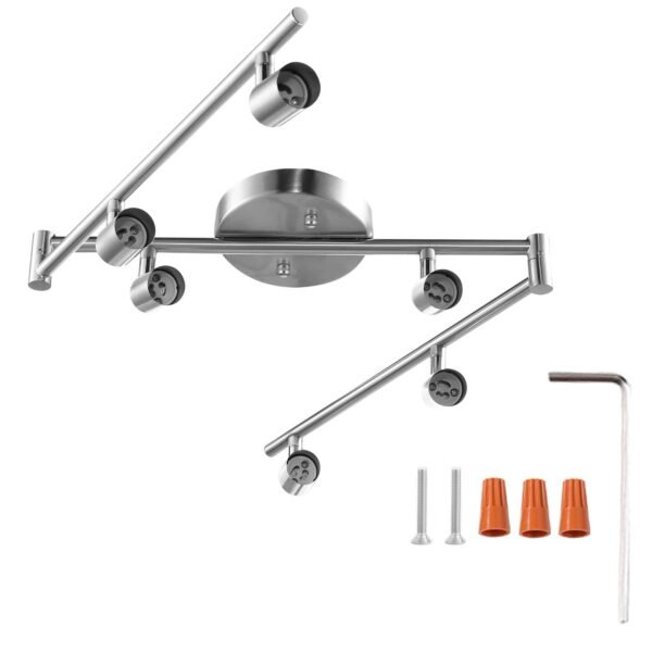 Afyuol 6-Light Dimmable Track Lighting Kit, Adjustable Arms, Matte Black - Ideal for Kitchen & Hallway