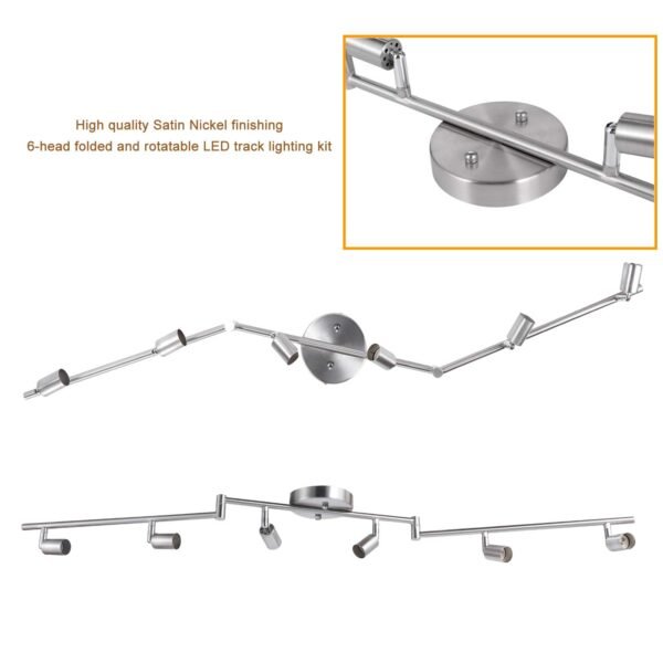Afyuol 6-Light Dimmable Track Lighting Kit, Adjustable Arms, Matte Black - Ideal for Kitchen & Hallway - Image 2