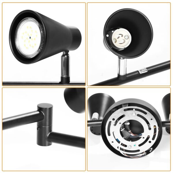 Flexible Track Lighting Fixture, Foldable Ceiling Spot Light with Adjustable 8 Light Heads, GU10 Track Light Kit for Kitchen Bedroom Living Room Matte Black (Bulbs Not Included) - Image 3