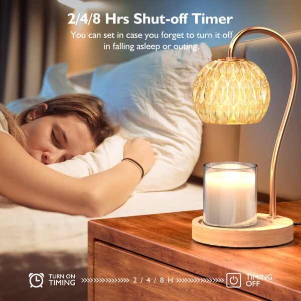 Candle Warmer Lamp, Electric Candle Lamp Warmer with Timer, Bedroom Home Decor Wax Warmer Light Dimmable Candel Warming Lamp Gifts for Family Friends with 2 Bulbs - Image 7