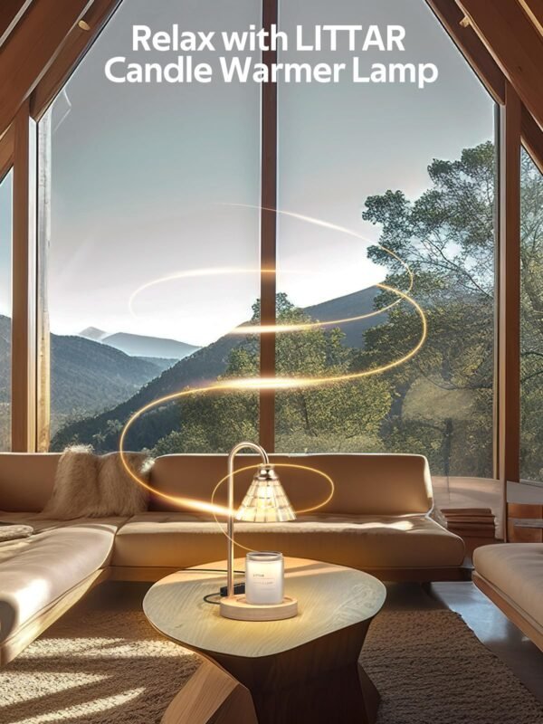 Candle Warmer Lamp with Timer, Adjustable Light Dimming, Electric Wax Melt Warmer, Gold - Image 4