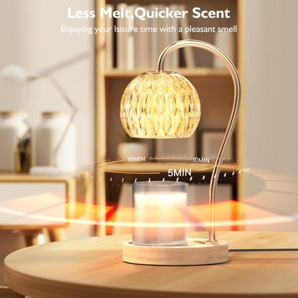 Candle Warmer Lamp, Electric Candle Lamp Warmer with Timer, Bedroom Home Decor Wax Warmer Light Dimmable Candel Warming Lamp Gifts for Family Friends with 2 Bulbs - Image 6