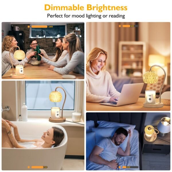 Candle Warmer Lamp, Electric Candle Lamp Warmer with Timer, Bedroom Home Decor Wax Warmer Light Dimmable Candel Warming Lamp Gifts for Family Friends with 2 Bulbs - Image 2