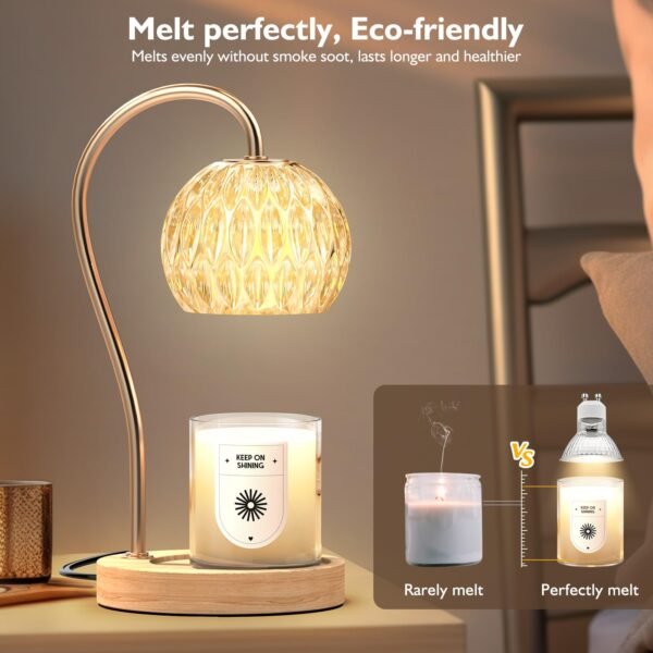 Candle Warmer Lamp, Electric Candle Lamp Warmer with Timer, Bedroom Home Decor Wax Warmer Light Dimmable Candel Warming Lamp Gifts for Family Friends with 2 Bulbs - Image 3