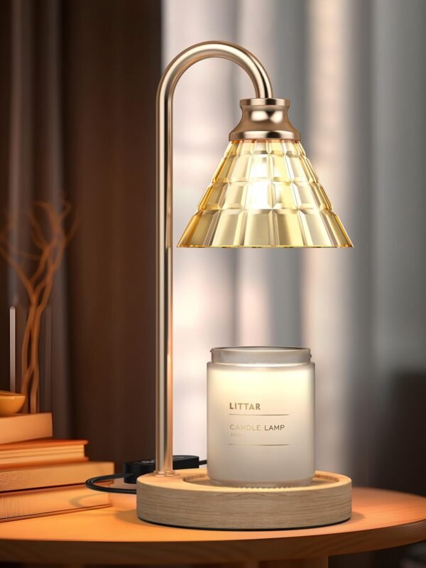Candle Warmer Lamp with Timer, Adjustable Light Dimming, Electric Wax Melt Warmer, Gold