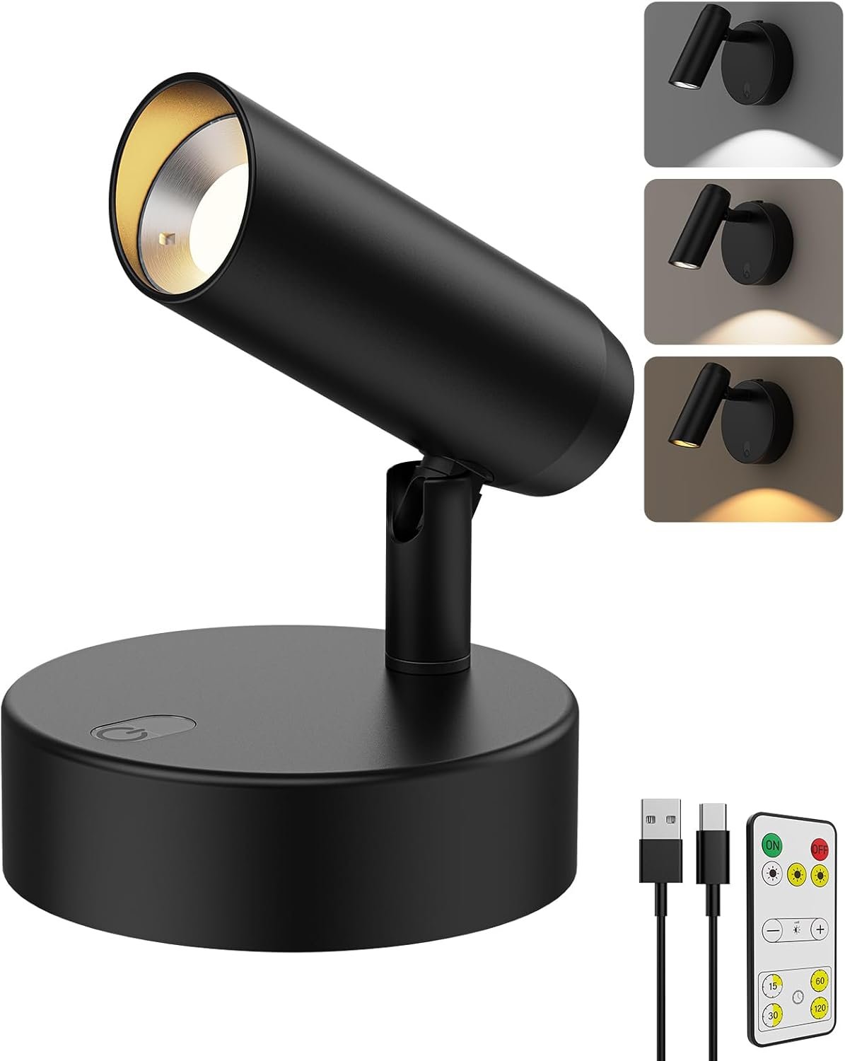 Spotlights Indoor, No-Glare Rechargeable Floor Can Light for Plants with Remote, Wireless Art Accent Spot Lights Uplight for Painting, Picture, Dartboard, Home, Corner Sofa Display - Image 2