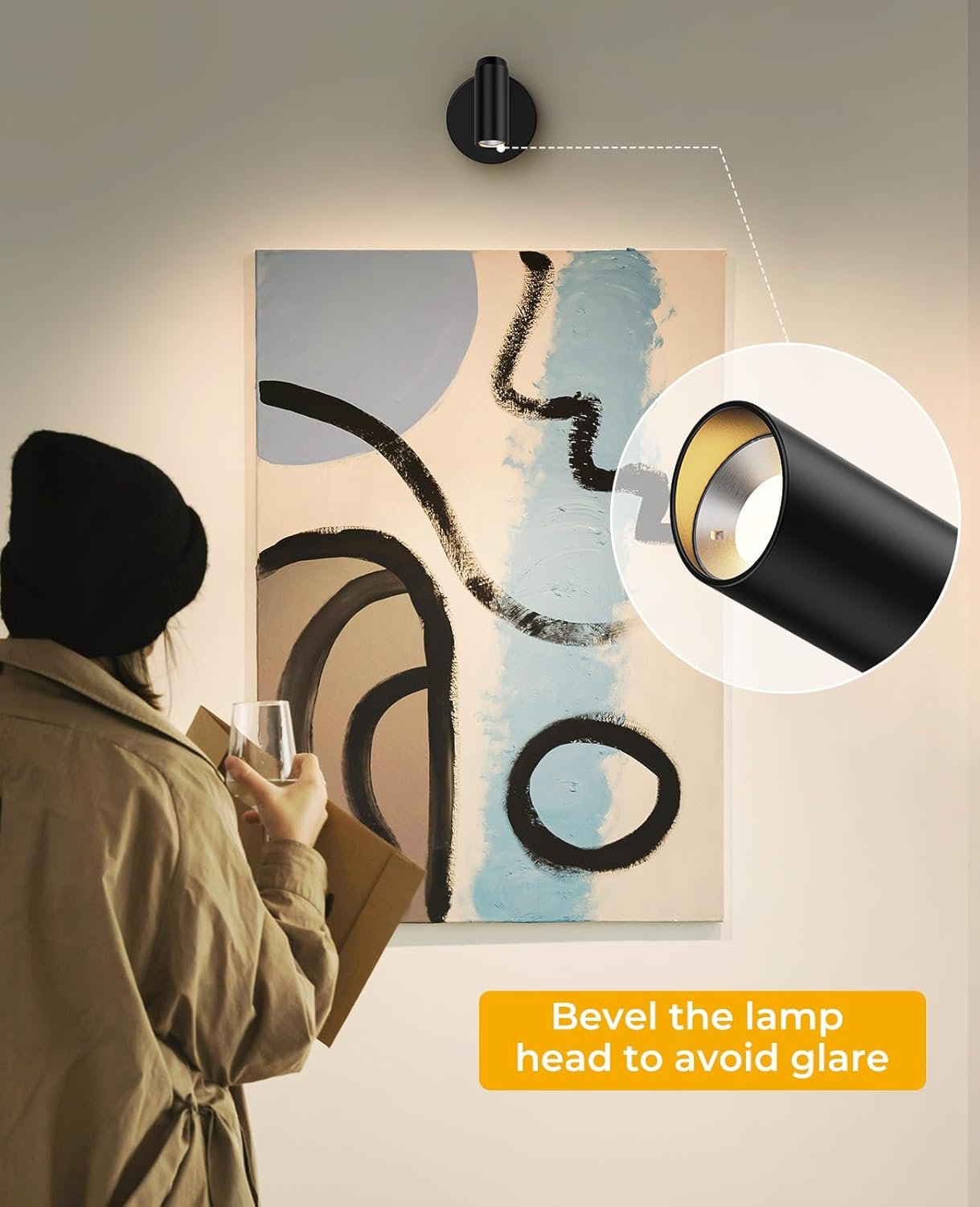 Picture Light Long Battery Operated Art Light for Paintings CCT Dimmable Recharging Gallery Battery Wall Light with Remote Control for Living Room Gallery Dartboard Art Black 2 pcs - Image 2