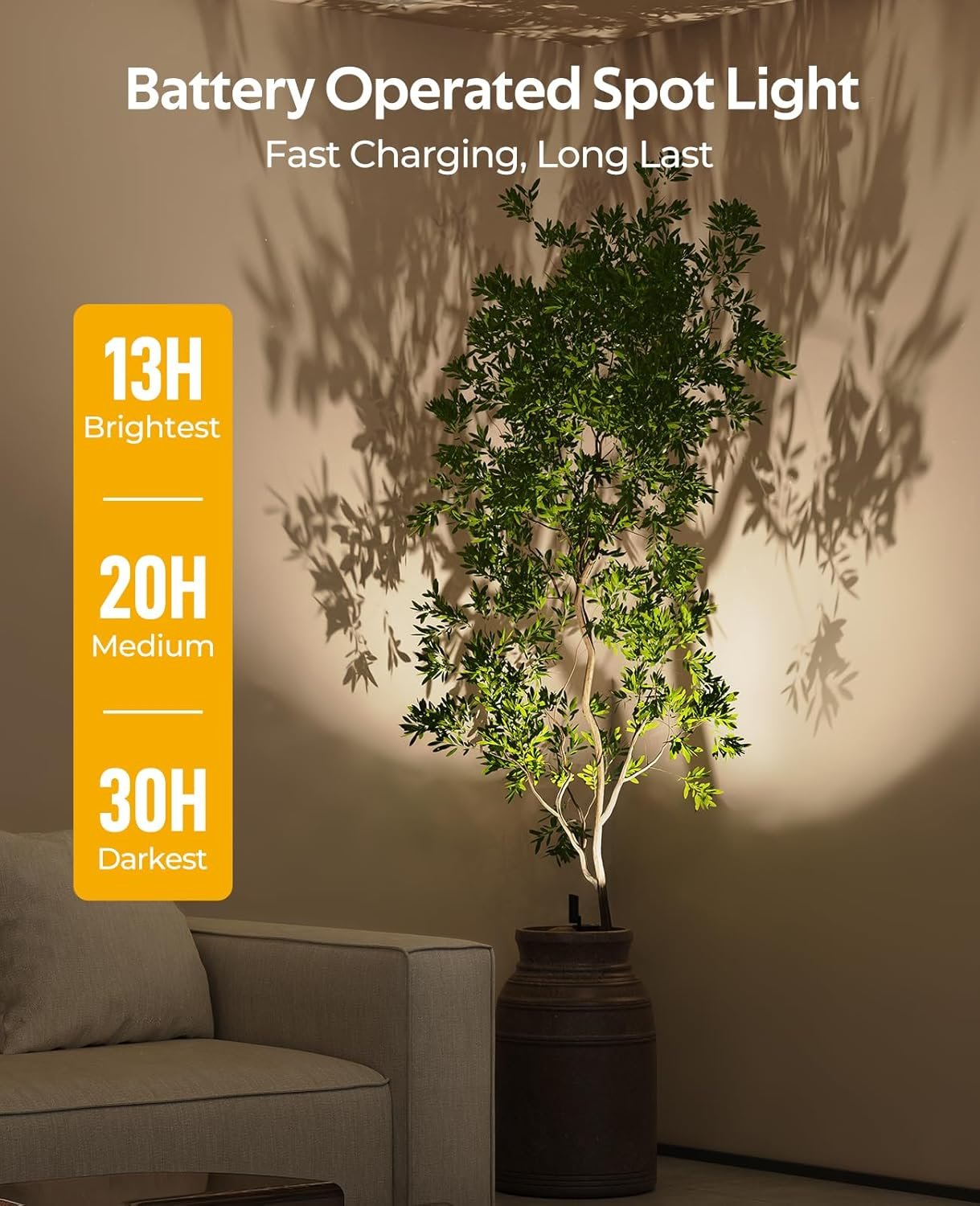 Spotlights Indoor, No-Glare Rechargeable Floor Can Light for Plants with Remote, Wireless Art Accent Spot Lights Uplight for Painting, Picture, Dartboard, Home, Corner Sofa Display - Image 4
