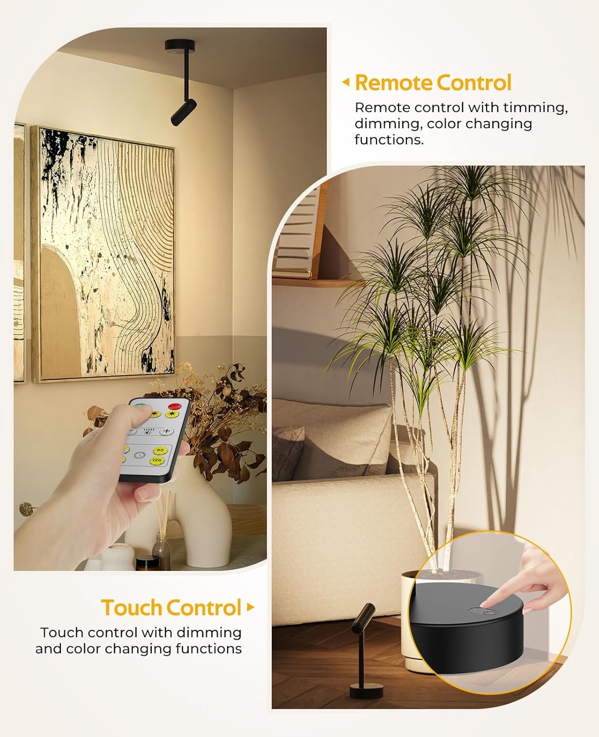 Picture Light Long Battery Operated Art Light for Paintings CCT Dimmable Recharging Gallery Battery Wall Light with Remote Control for Living Room Gallery Dartboard Art Black 2 pcs - Image 6