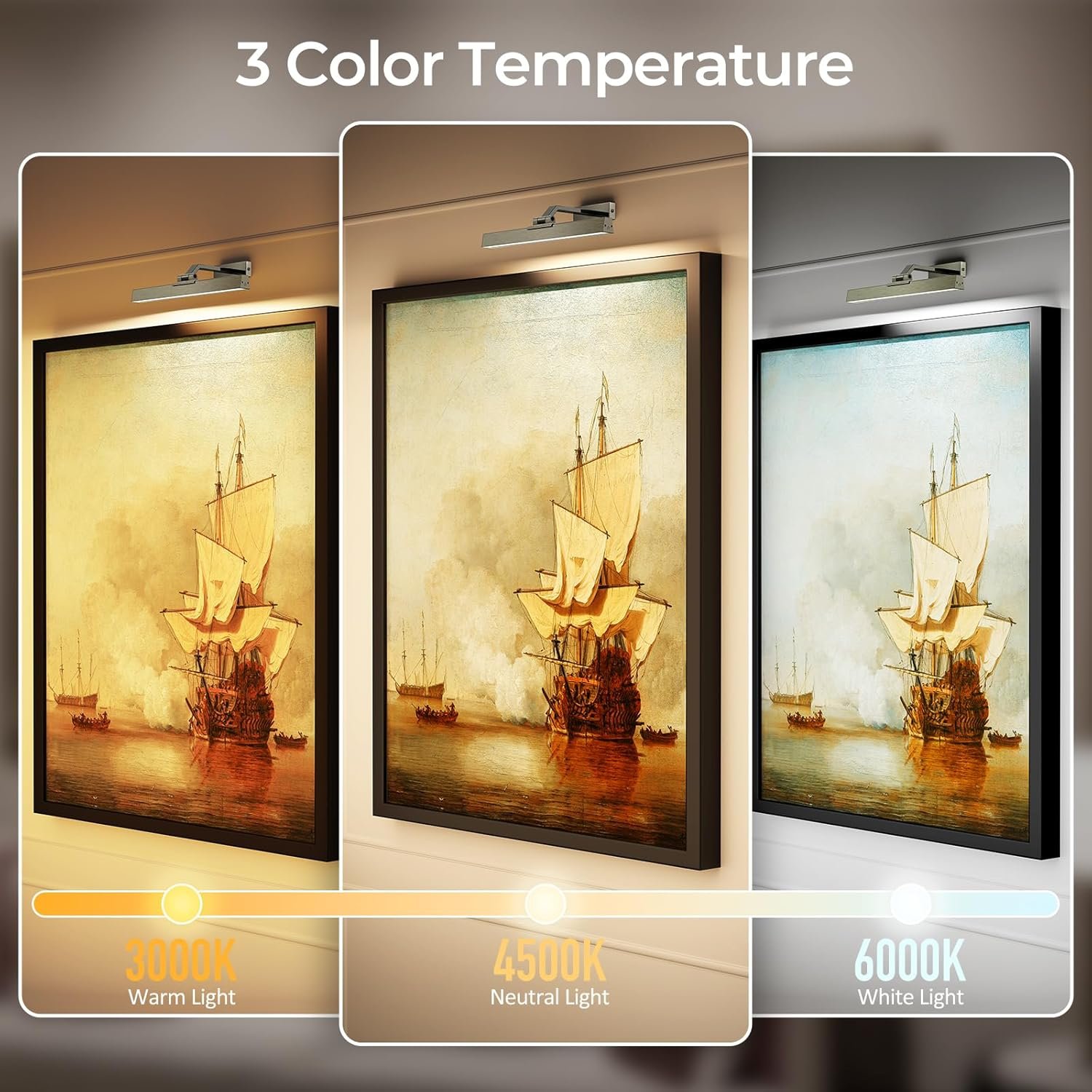 Picture Lights for Wall, Greenish Bronze Battery Operated Picture Light 16in Art Light CCT Dimmable Recharging Battery Wall Light with Remote Control for Living Room Gallery - Image 7